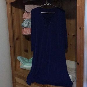 Blue dress with a lace up front